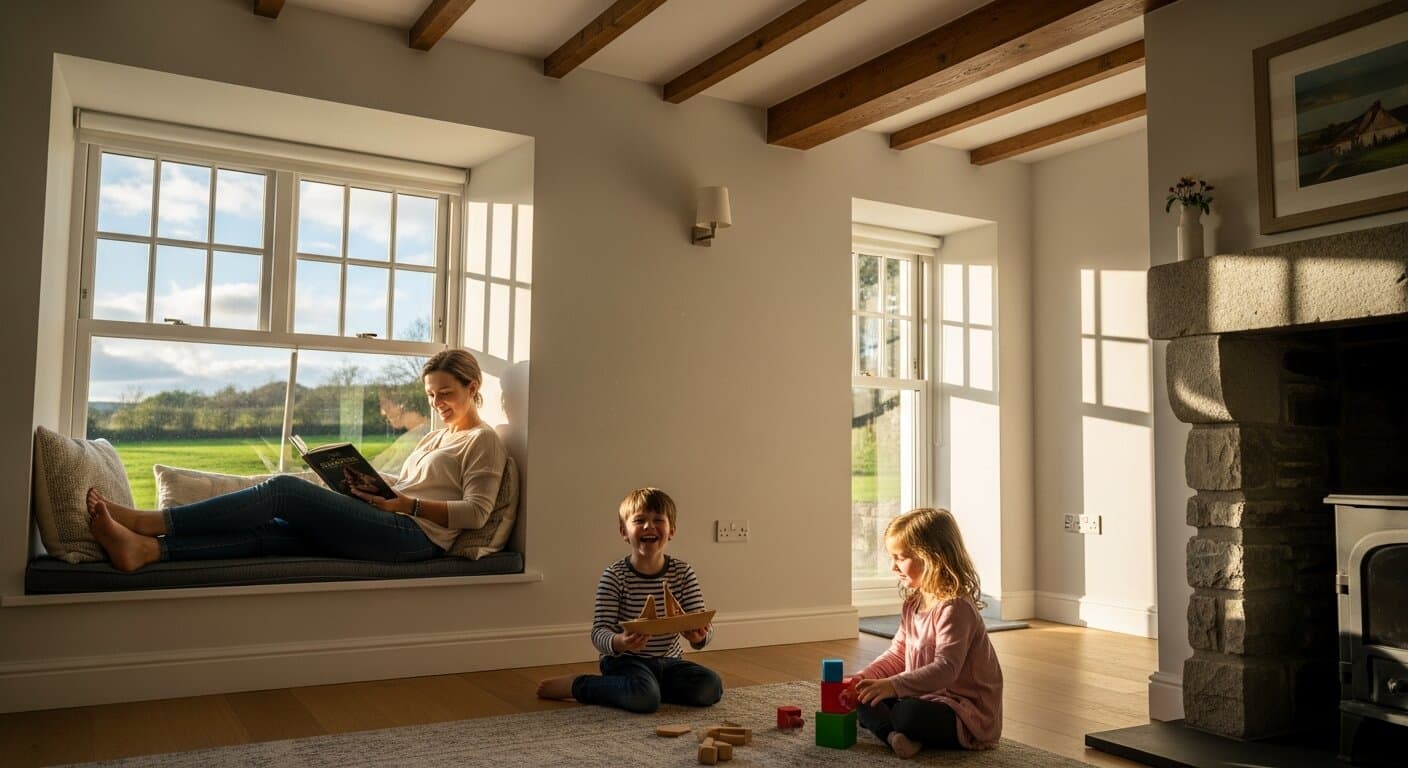 Family relaxing together at home
